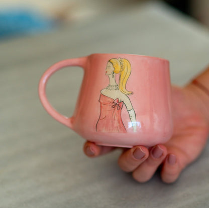 Pink Handmade Coffee Mug - Charming Ceramic Mug for Movie Lovers
