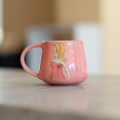 Pink Handmade Coffee Mug - Charming Ceramic Mug for Movie Lovers