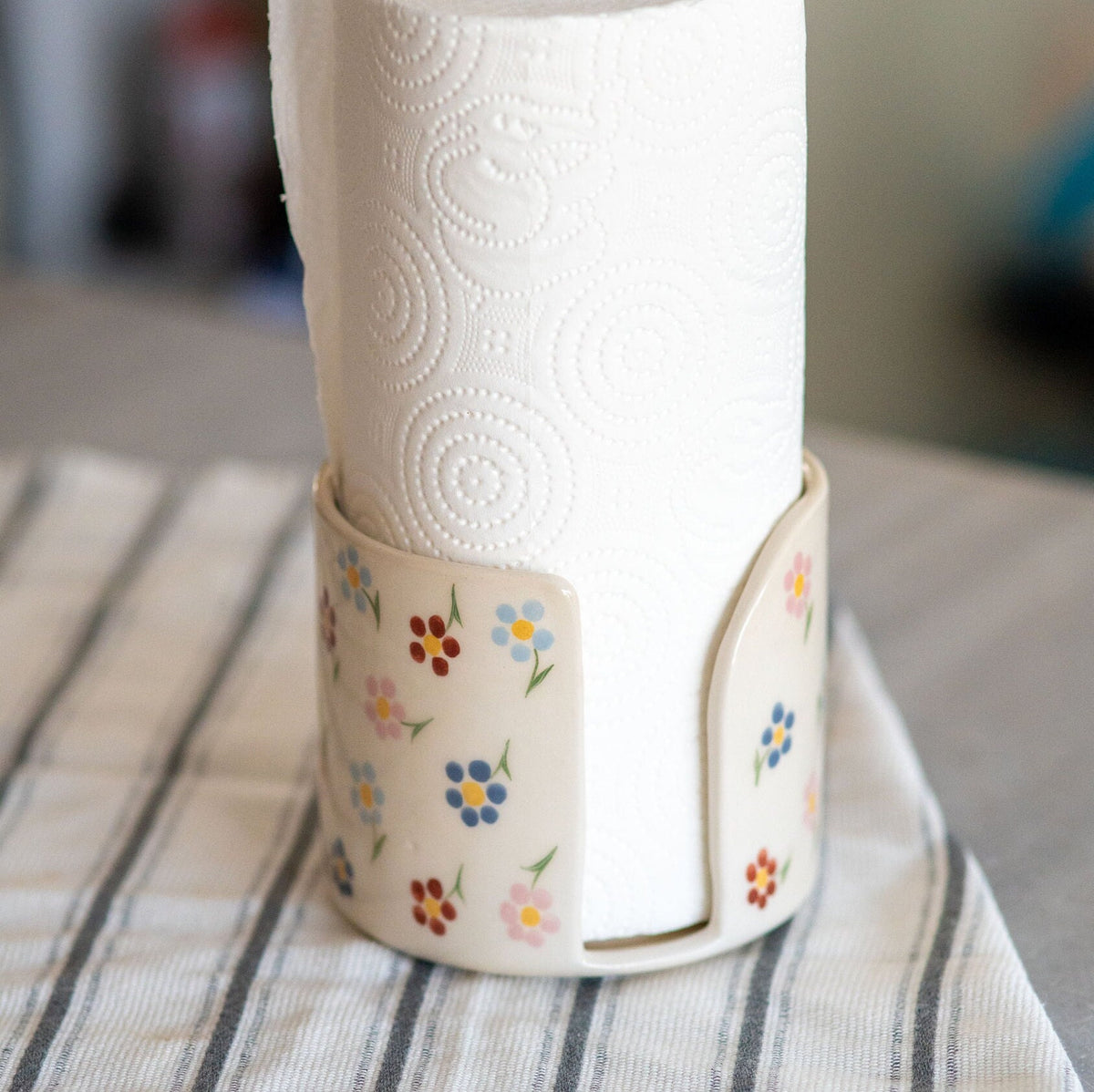 Paper Towel Holder, Handmade Towel Rack, Floral Ceramic Bathroom Decor ...