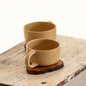 Coffee Cup Tea Cup and Wooden Sacuer, Stonware Mug Set, Handmade Tea Set
