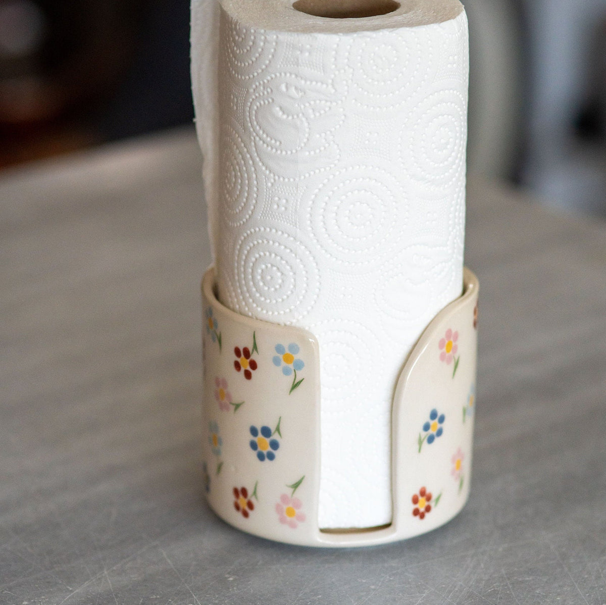Paper Towel Holder, Handmade Towel Rack, Floral Ceramic Bathroom Decor ...