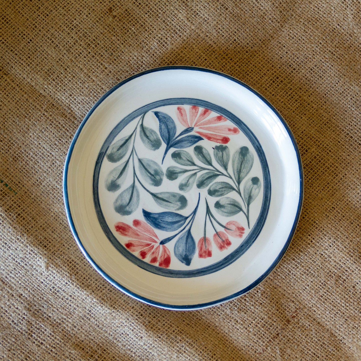 Floral Pattern Pottery Dinnerware, Ceramic Plates Flower Decoration