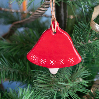 Christmas Ornaments - 9 Pieces Set - Vintage Bell, Snowman, Handmade Christmas Decor