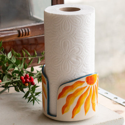 Handmade Ceramic Paper Towel Holder: Floral Holiday Kitchen Decor