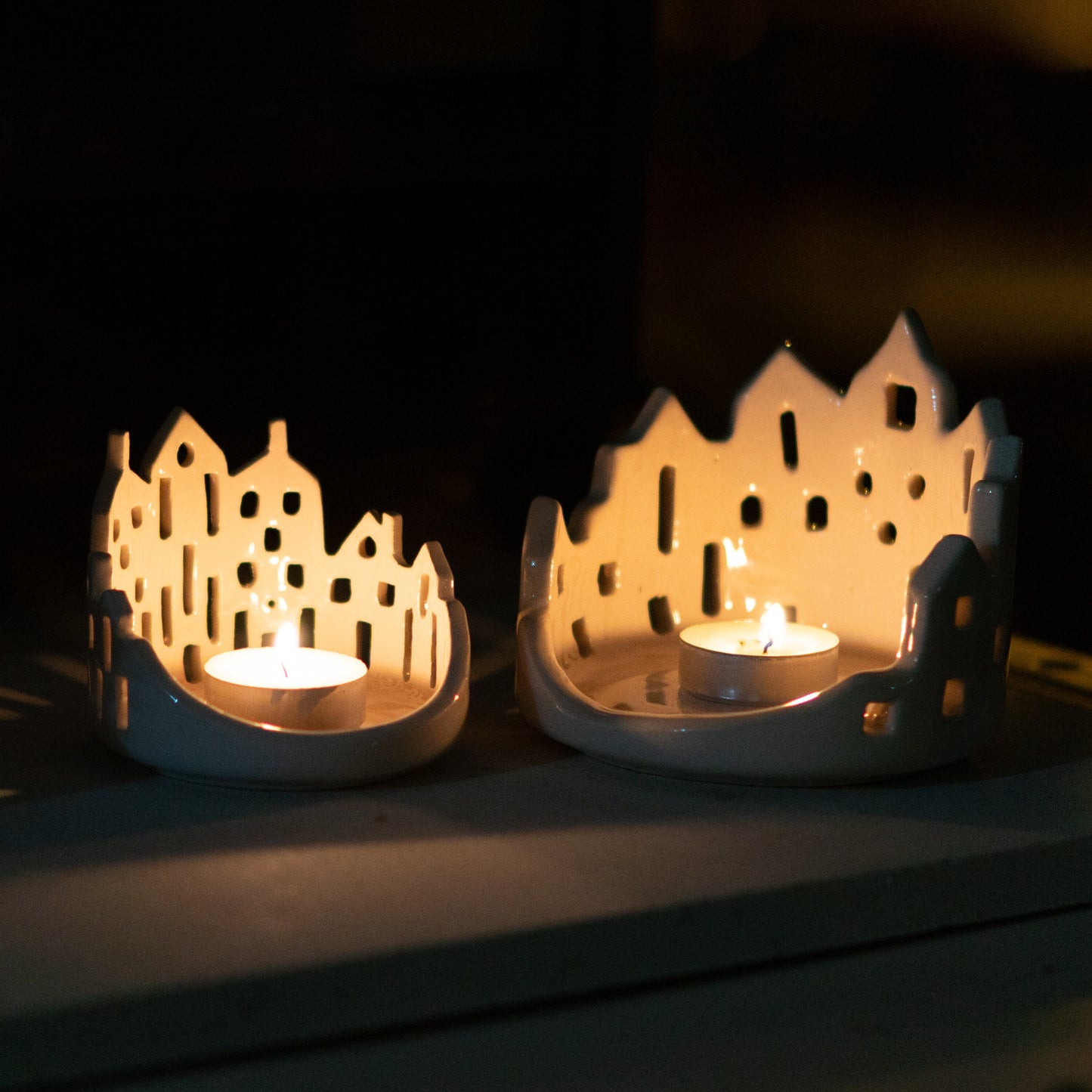 Cityscape Tea Light Set - Living Room Decor, Unique Tea Light Holder
