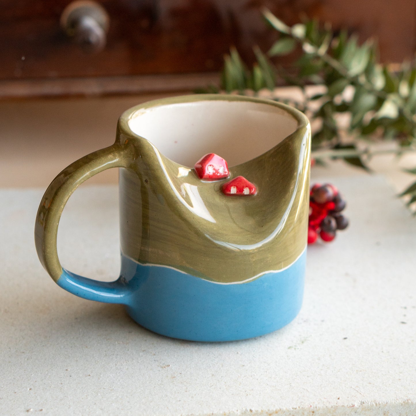 Small Village Coffee Mug - Pottery Mug, Unique Handmade Mug, Ceramic Coffee Mug