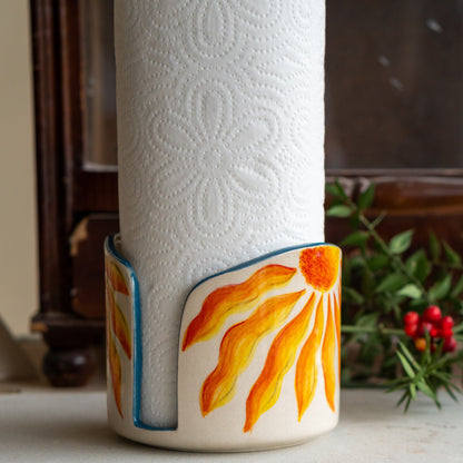 Handmade Ceramic Paper Towel Holder: Floral Holiday Kitchen Decor