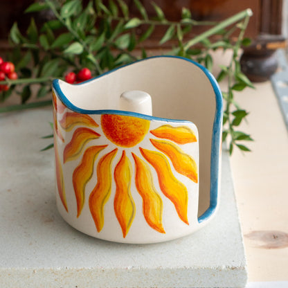 Handmade Ceramic Paper Towel Holder: Floral Holiday Kitchen Decor