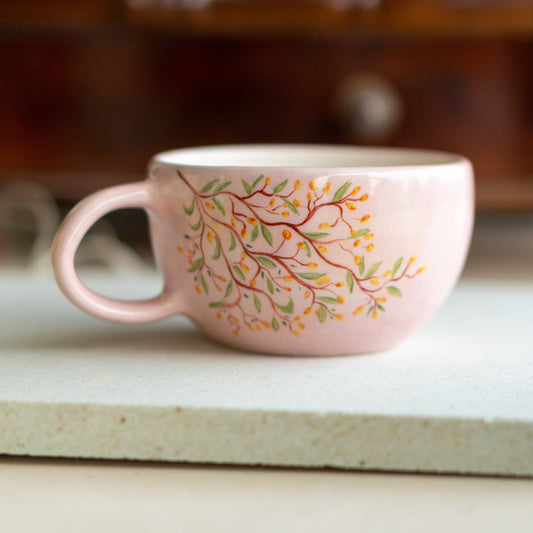 Fall Mug - Floral Coffee Cup, Autumn Mug, Pottery Mug