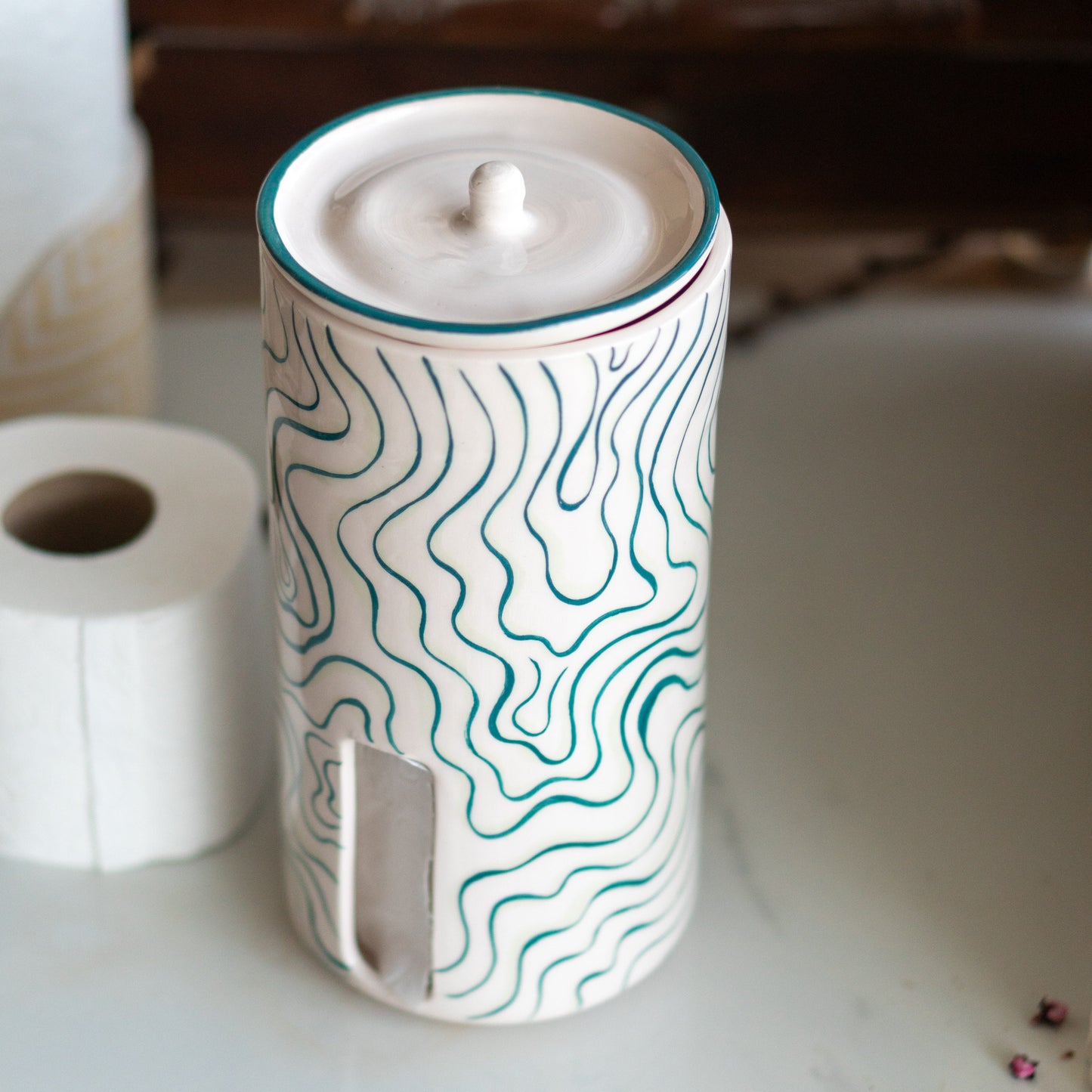 Toilet Paper Holder, Freestanding TP Holder, Handmade Bathroom Decor