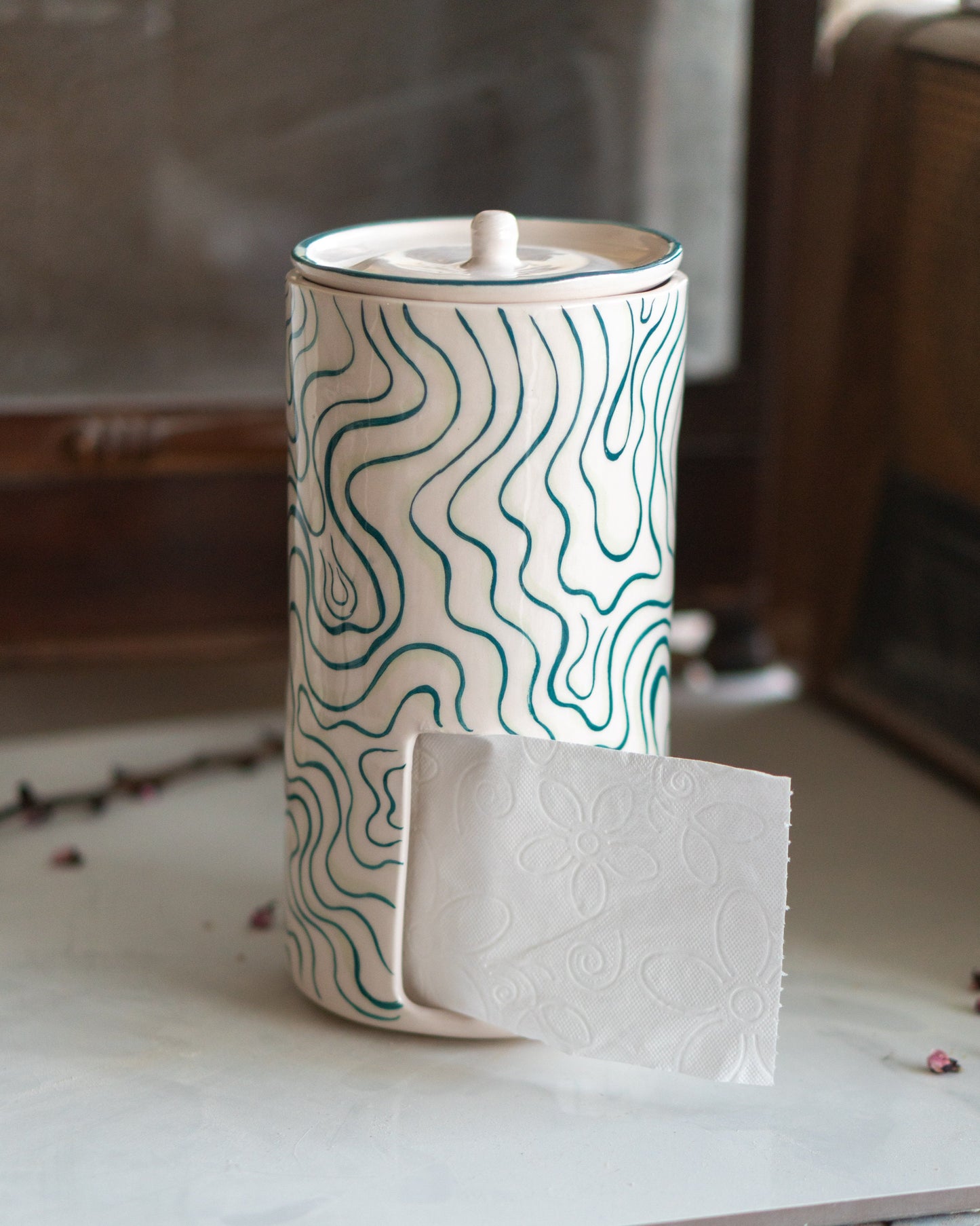 Toilet Paper Holder, Freestanding TP Holder, Handmade Bathroom Decor