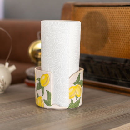 Paper Towel Holder - Lemon Kitchen Decor, Paper Roll Holder, Handmade Home Decor, Vintage Style