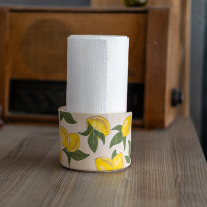 Paper Towel Holder - Lemon Kitchen Decor, Paper Roll Holder, Handmade Home Decor, Vintage Style
