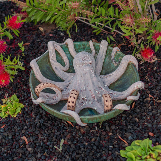 Octopus Home Decor - Large Bowl, Handmade Octopus Bowl, Garden Decor, Bathroom Decor, Coastal Decor