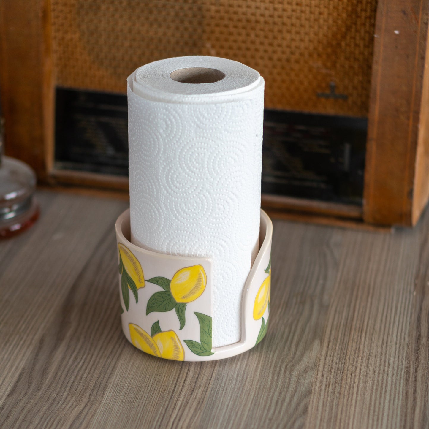 Paper Towel Holder - Lemon Kitchen Decor, Paper Roll Holder, Handmade Home Decor, Vintage Style
