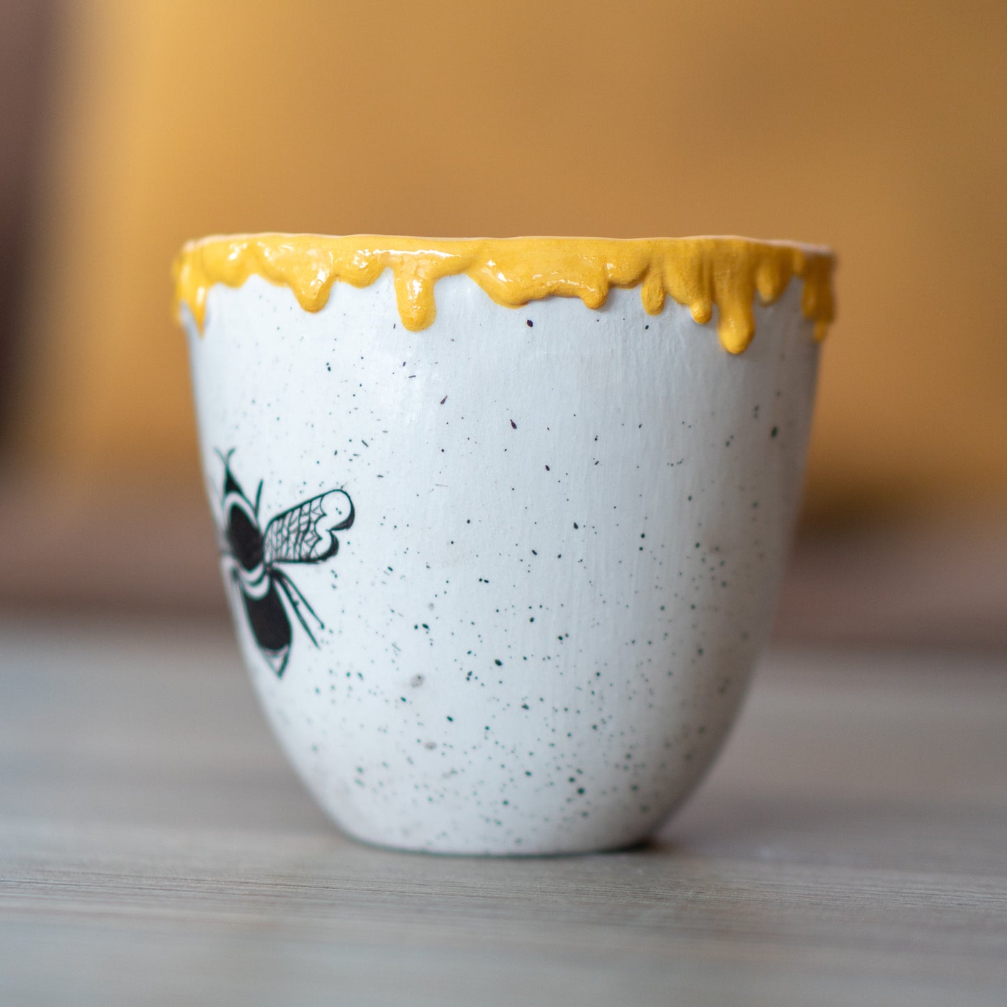 Pottery Mug - Honey and Bee, Ceramic Coffee Mug, Beehive Mug, Handmade Coffee Mug