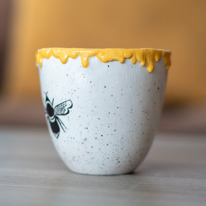 Pottery Mug - Honey and Bee, Ceramic Coffee Mug, Beehive Mug, Handmade Coffee Mug