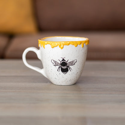 Pottery Mug - Honey and Bee, Ceramic Coffee Mug, Beehive Mug, Handmade Coffee Mug