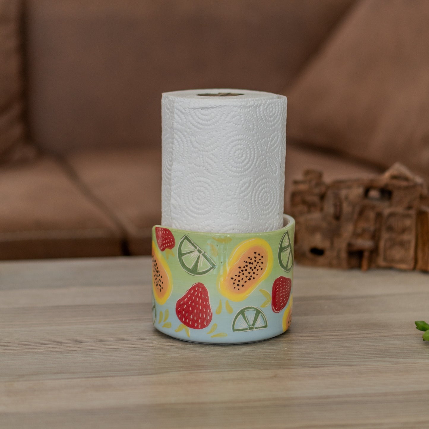Ceramic Paper Towel Holder - Fruit Decor, Colorful Kitchen Decor, Toilet Paper Holder