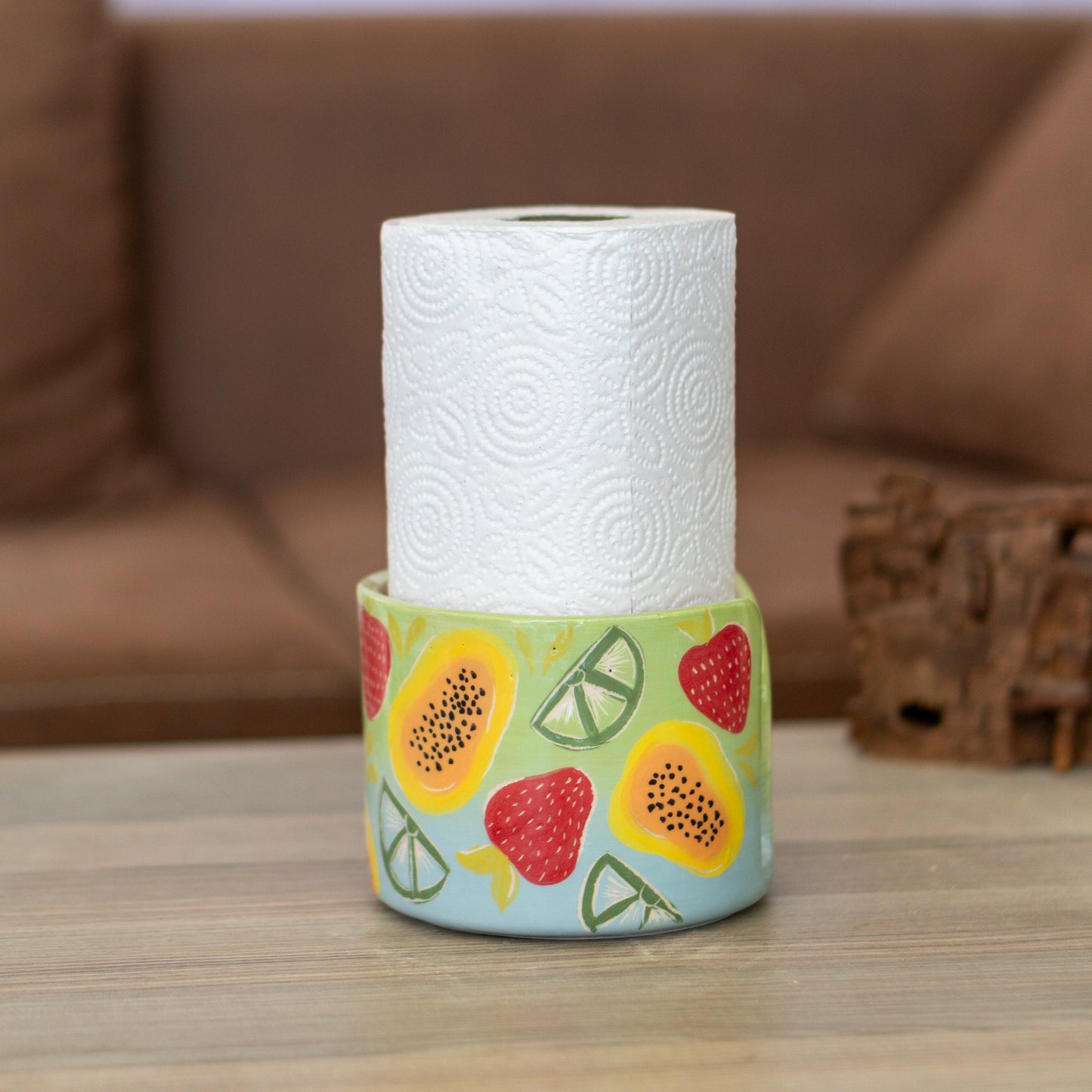 Ceramic Paper Towel Holder - Fruit Decor, Colorful Kitchen Decor, Toilet Paper Holder