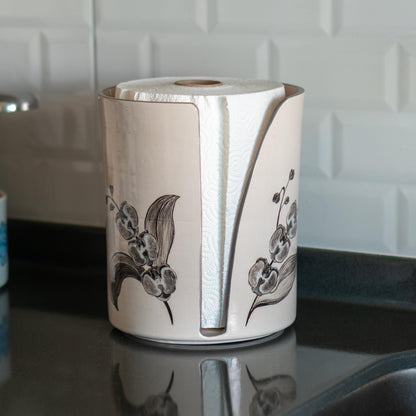 Ceramic Paper Towel Holder - Floral Kitchen Decor, Paper Roll Holder, Paper Roll Holder Countertop