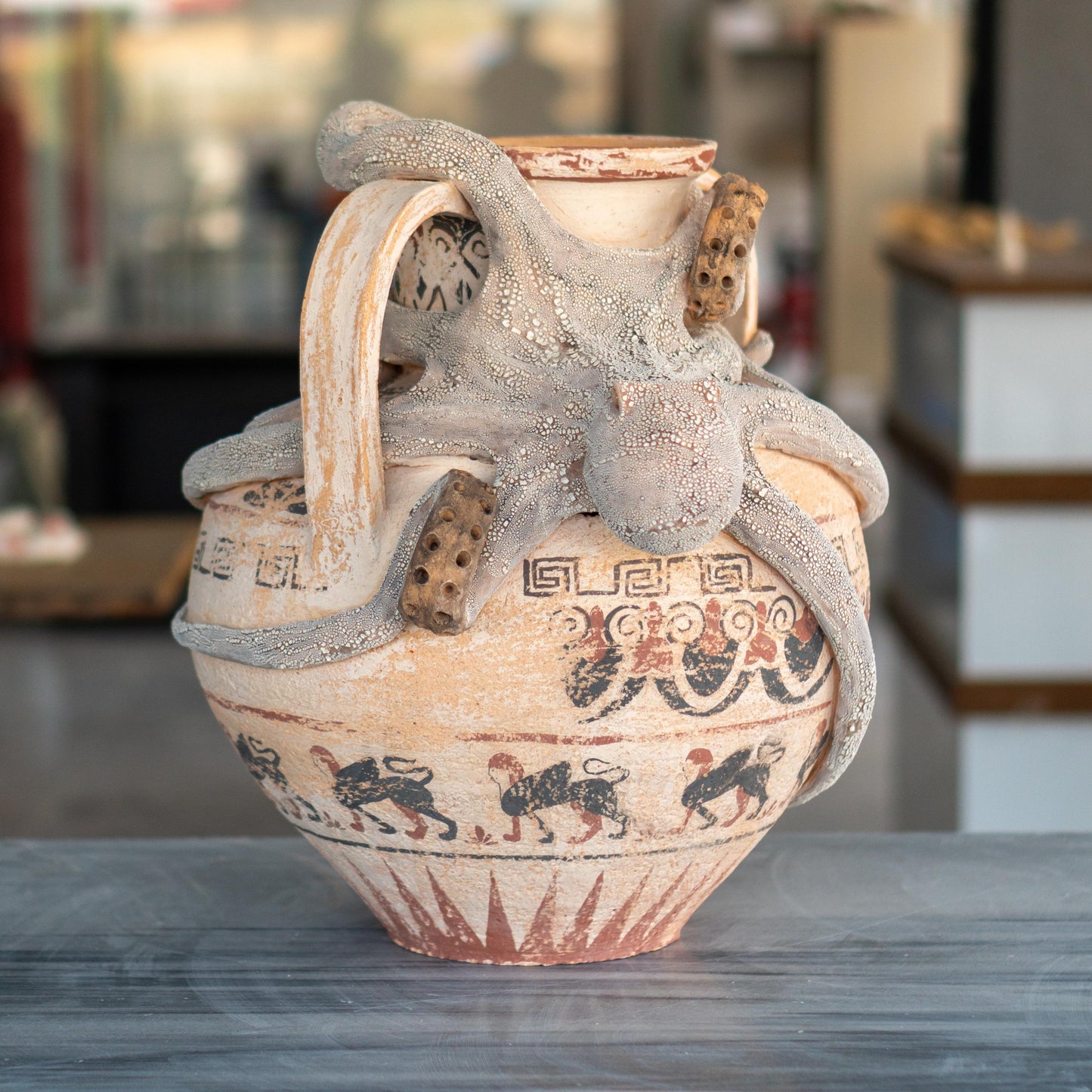 Octopus Pot - Large Vase, Octopus Pottery Living Room Decor, Ancient Home Decor