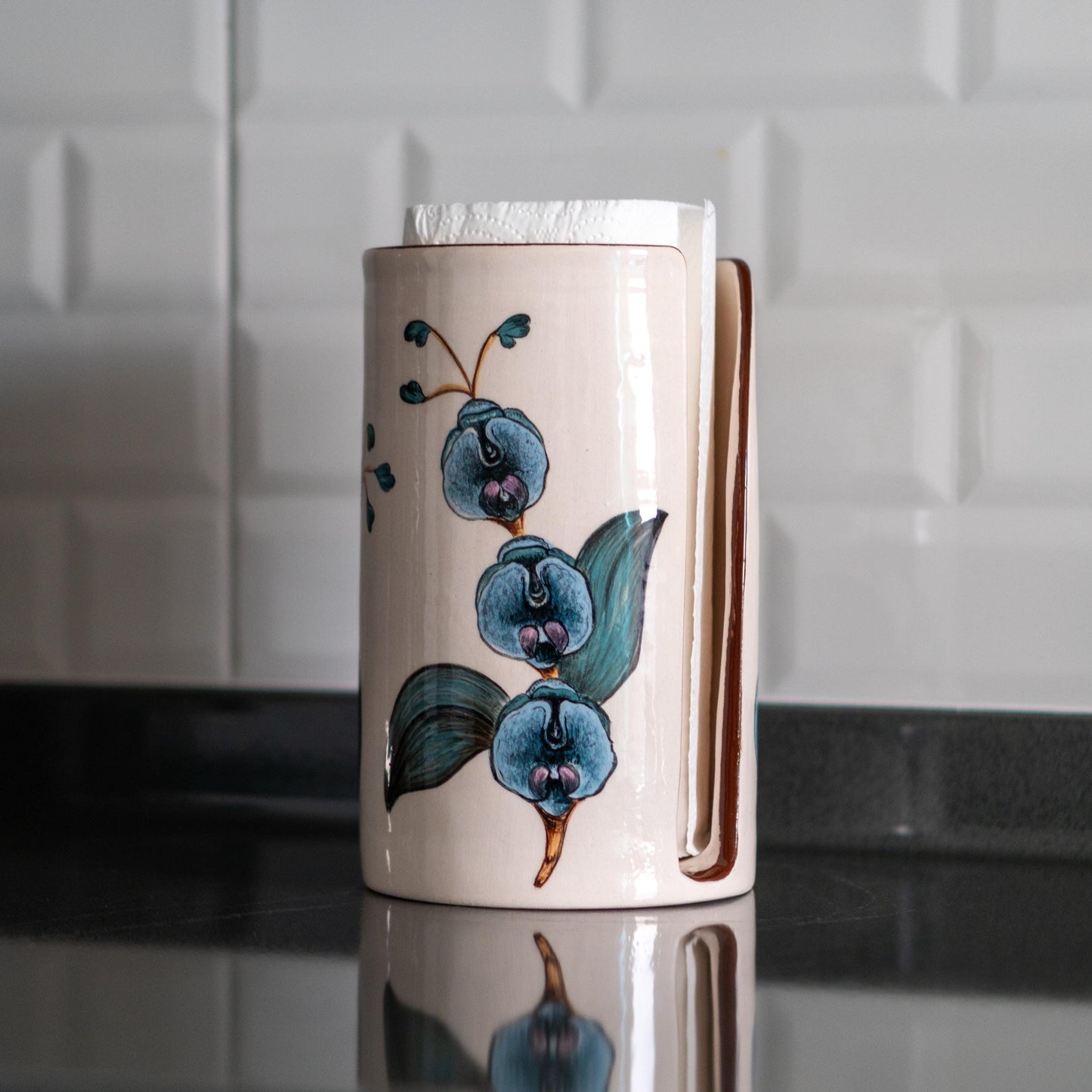 Paper Towel Holder - Orchid Kitchen Decor, Paper Roll Holder, Paper Roll Holder Countertop