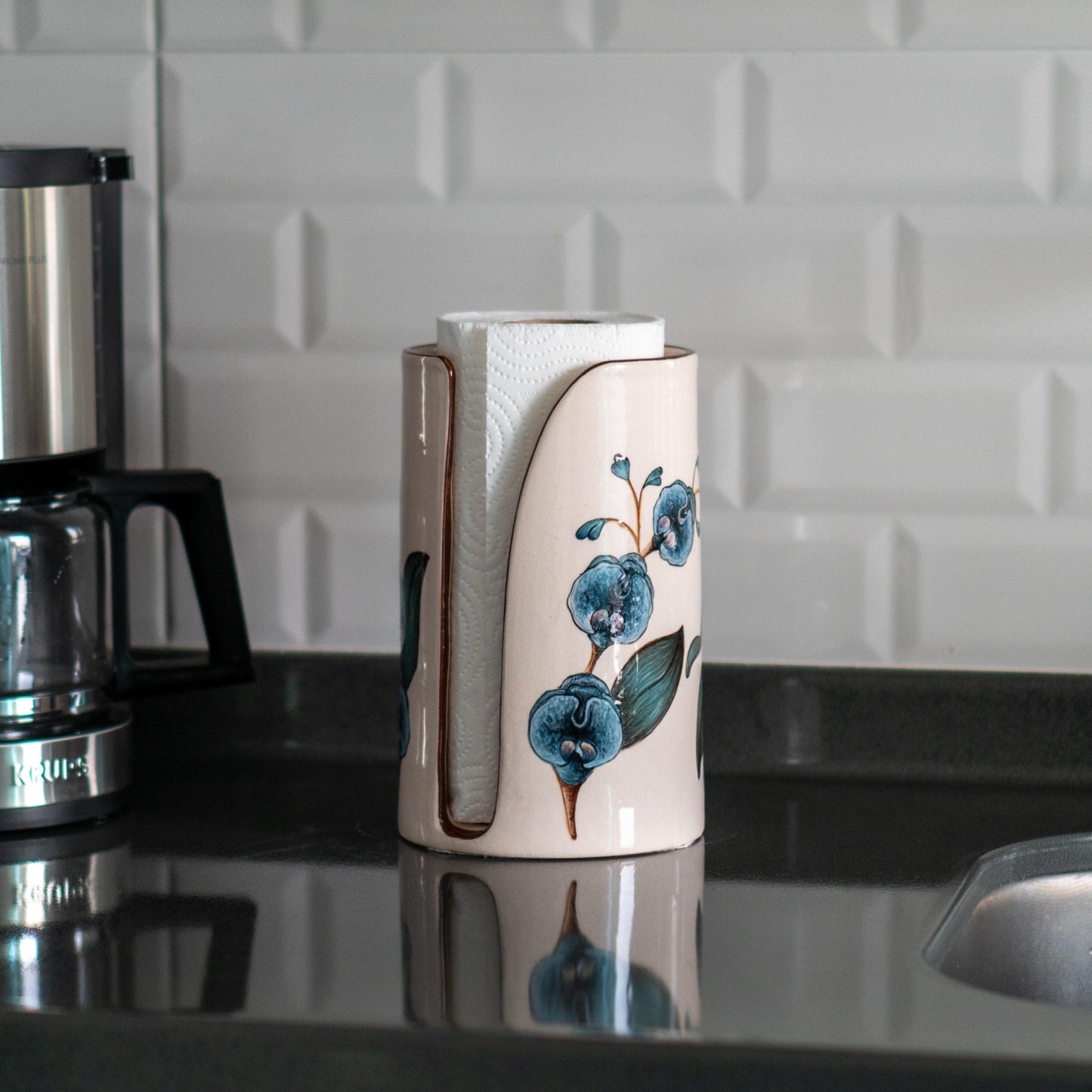 Paper Towel Holder - Orchid Kitchen Decor, Paper Roll Holder, Paper Roll Holder Countertop