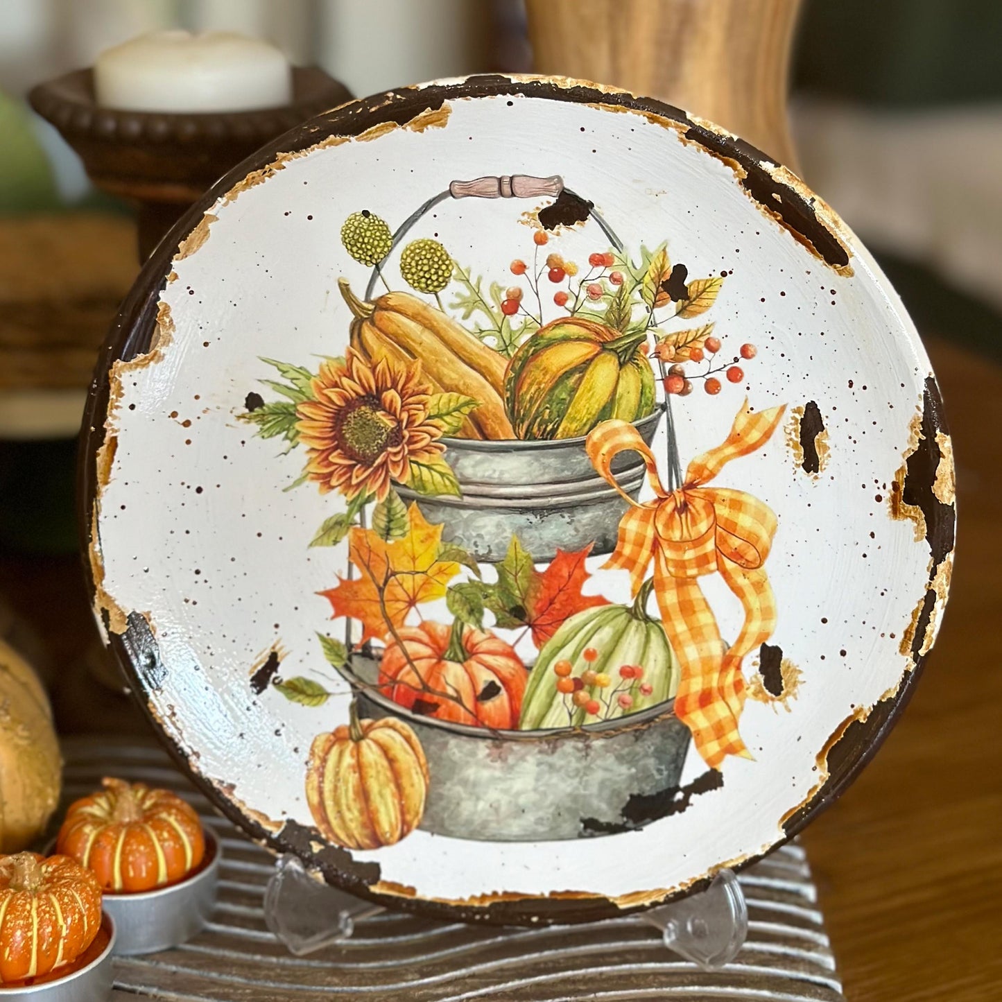 Pumpkin Wall Plate - Autumn Home Decor, Wall Art, Handmade Ceramic Decorative Plate, Fall Decor