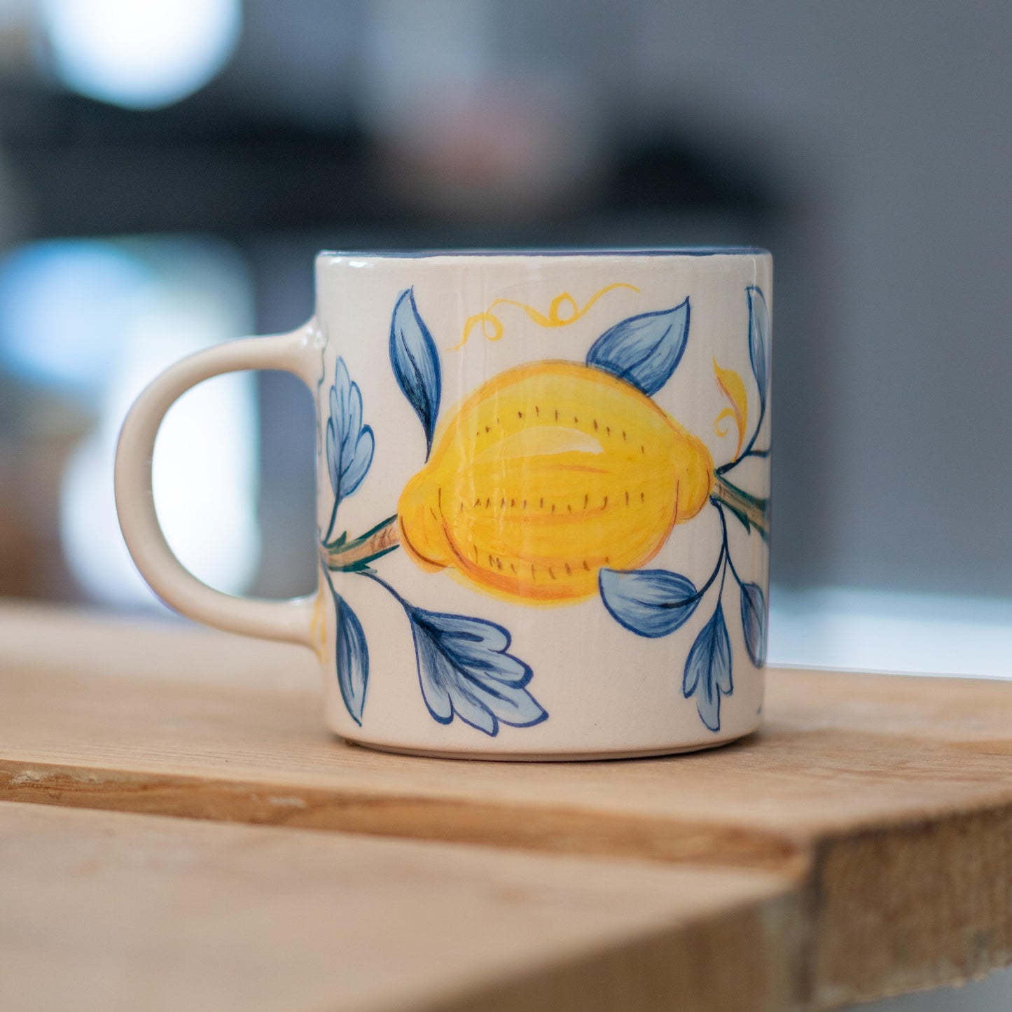 Vibrant Lemon Design Pottery Mug