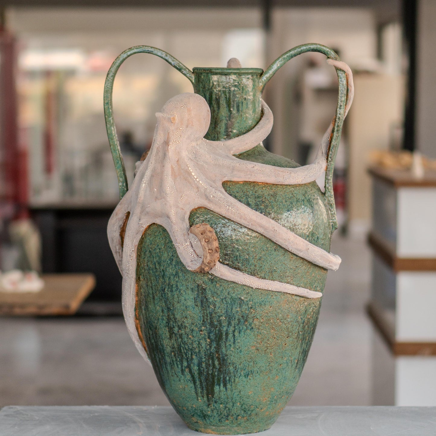 Octopus Pot - Large Vase, Octopus Pottery Living Room Decor, Ancient Home Decor