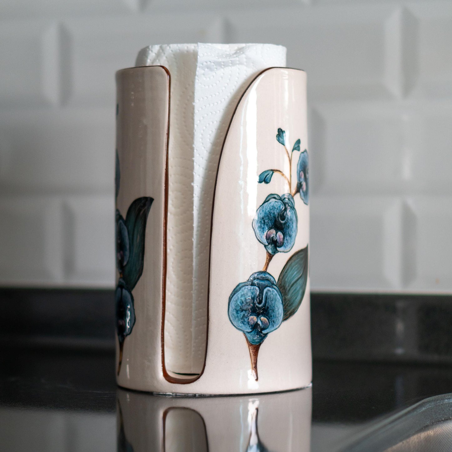 Paper Towel Holder - Orchid Kitchen Decor, Paper Roll Holder, Paper Roll Holder Countertop