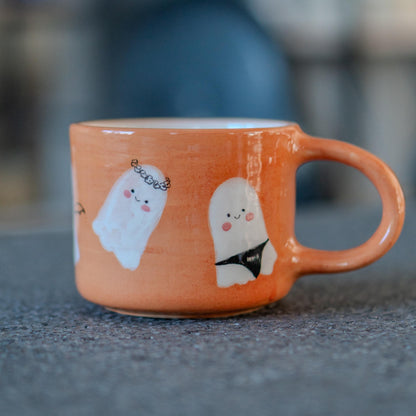 Cute Halloween Ghost Mug - Hand-Painted Ceramic Mug with Adorable Ghosts, Perfect Halloween Gift, Fun Fall Decor Coffee Cup