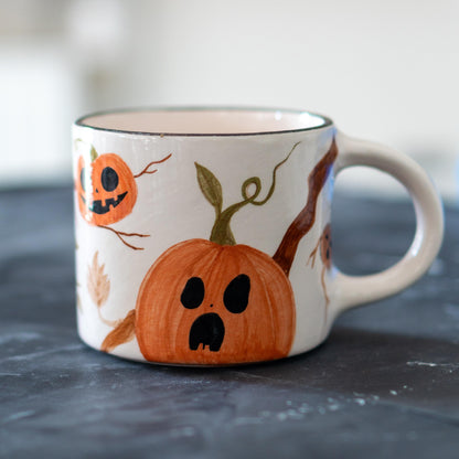 Screaming Pumpkin Funny Mug - Handmade Ceramic Halloween Mug