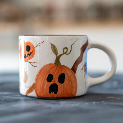 Screaming Pumpkin Funny Mug - Handmade Ceramic Halloween Mug