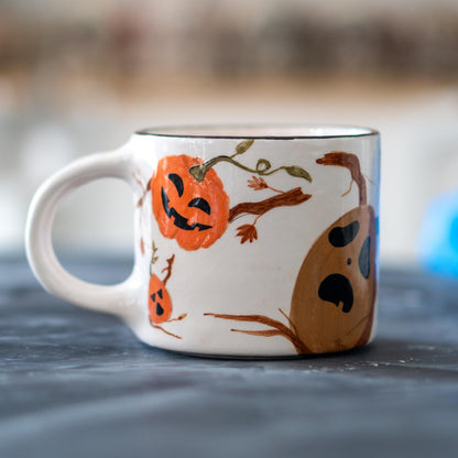Screaming Pumpkin Funny Mug - Handmade Ceramic Halloween Mug