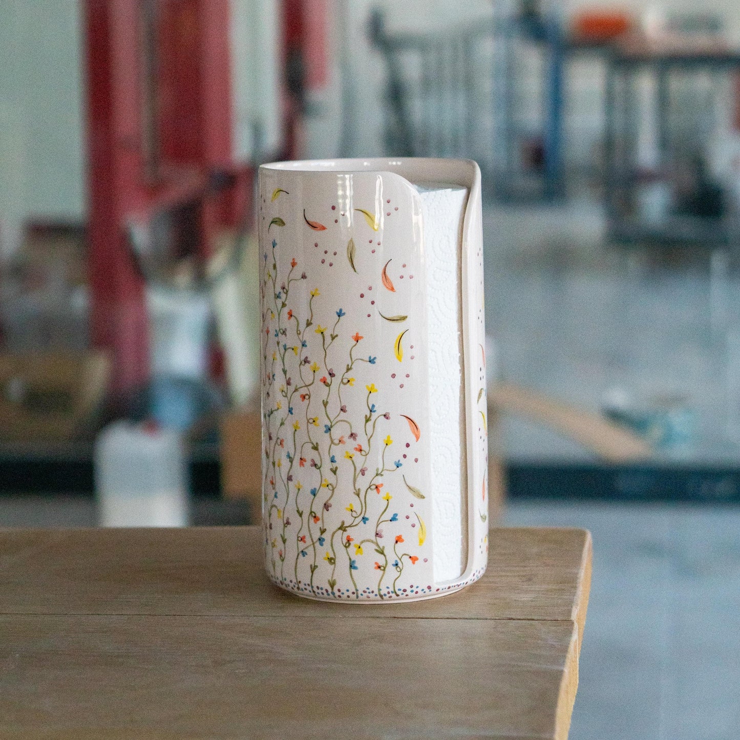 Ceramic Paper Towel Holder - Floral Kitchen Decor, Paper Roll Holder