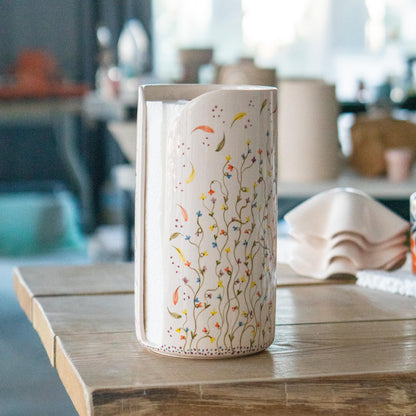 Ceramic Paper Towel Holder - Floral Kitchen Decor, Paper Roll Holder