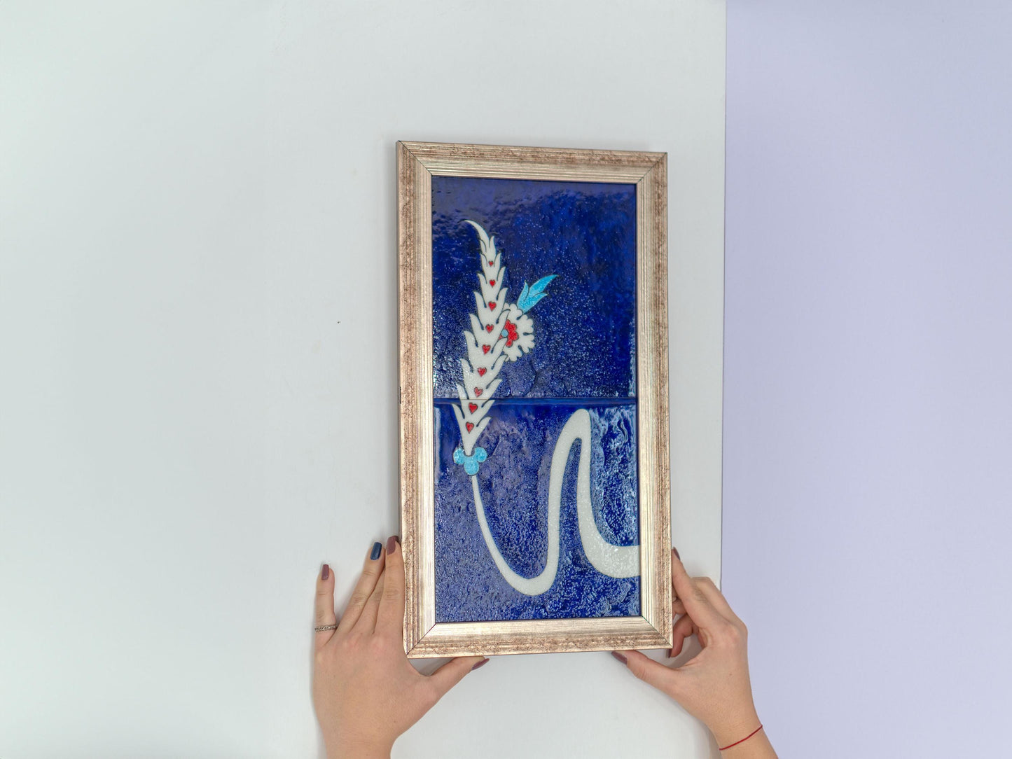 Wall Art Handmade Calligraphy and Flower, Stone Tile Home Decor, Wall Decor