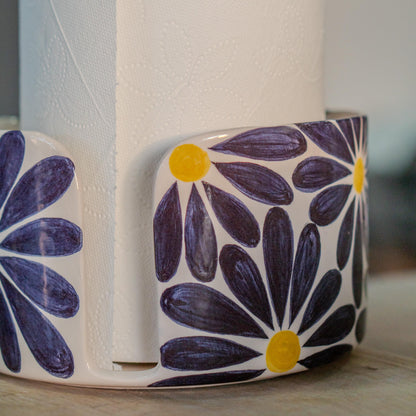 Handmade Floral Ceramic Paper Towel Holder: Kitchen Decor