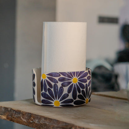 Handmade Floral Ceramic Paper Towel Holder: Kitchen Decor