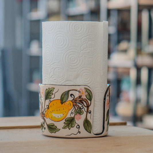 Paper Towel Holder - Lemons and Flowers