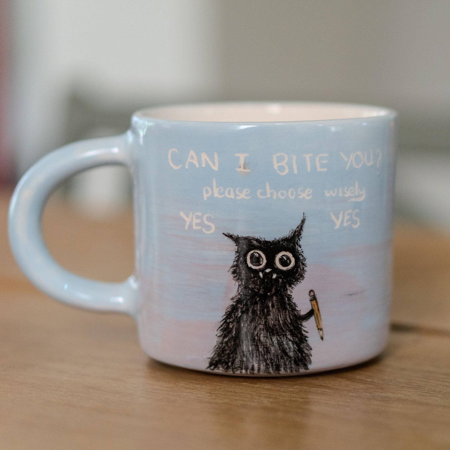 Cute Cat Mug – Ceramic Coffee Mug, Funny Mug, Cat Mom Gift, Whimsical Animal Lover Mug - Can I Bite You