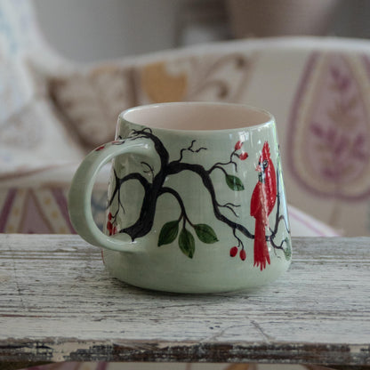 Hand-Painted Cardinal Mug: Ceramic Coffee Cup, Nature Lover Gift