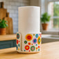 Ceramic Paper Towel Holder, Hand-Painted Paper Towel Holder - Vibrant Dots Ceramic Kitchen Roll Stand, Unique Kitchen Organizer