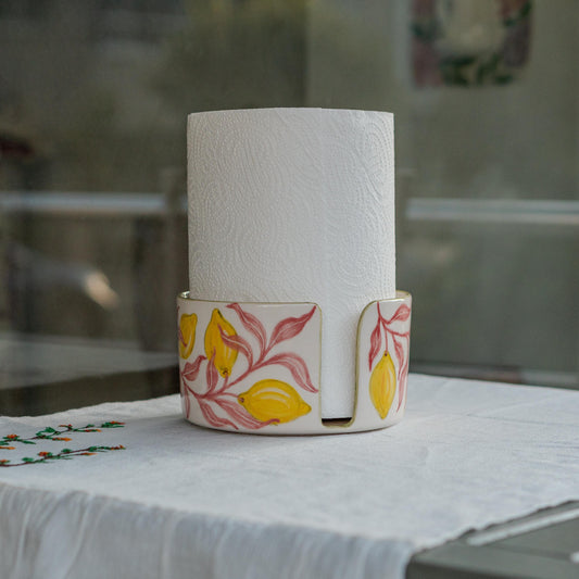 Handmade Ceramic Lemon Paper Towel Holder: Kitchen Decor