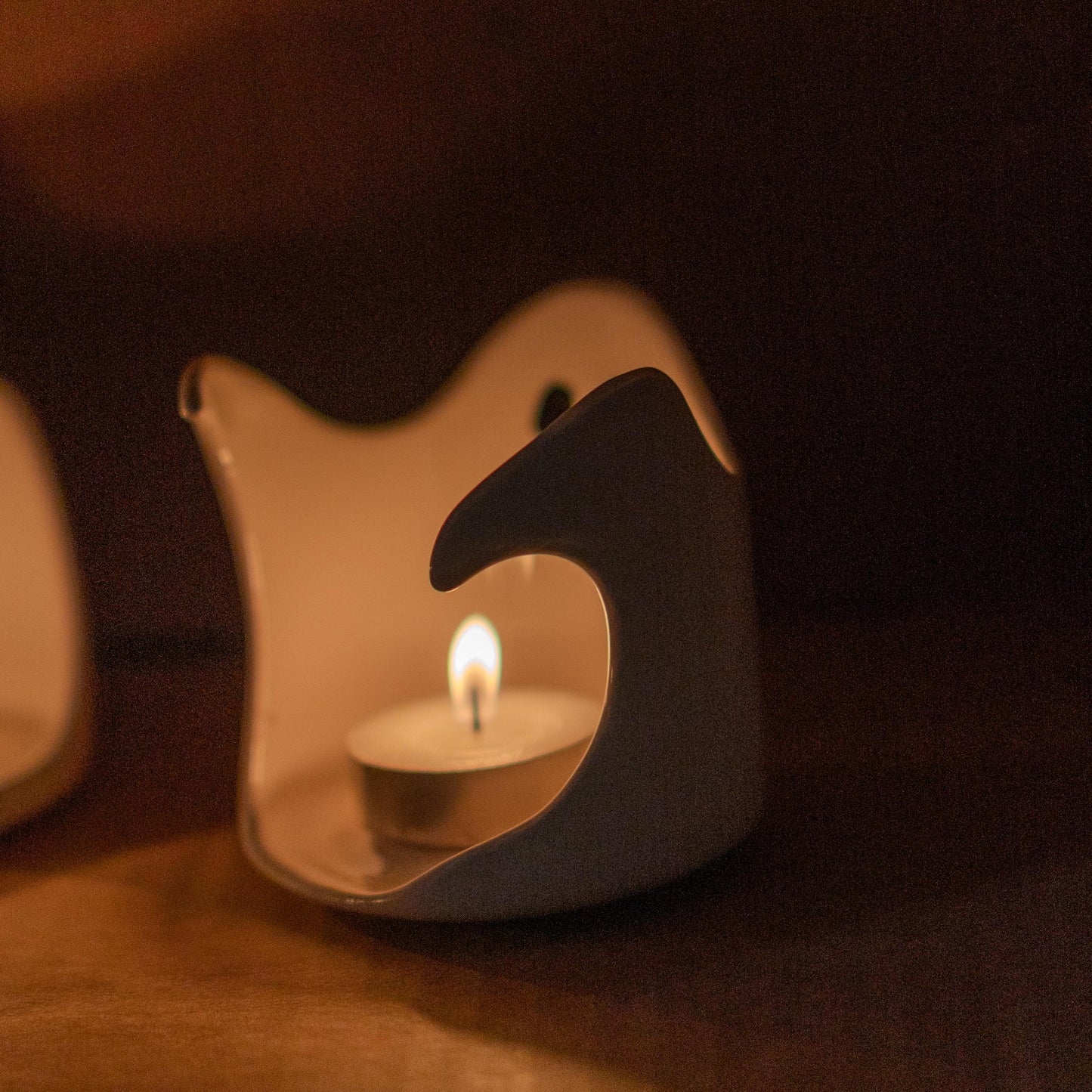 Handmade Ceramic Ghost Tealight Holder Set: Spooky Halloween Decor