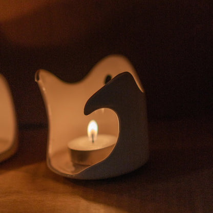 Handmade Ceramic Ghost Tealight Holder Set: Spooky Halloween Decor