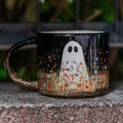 Handmade Ceramic Ghost Mug: Halloween Pottery Gift