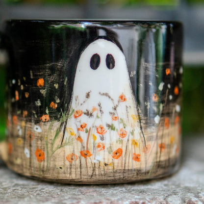 Handmade Ceramic Ghost Mug: Halloween Pottery Gift
